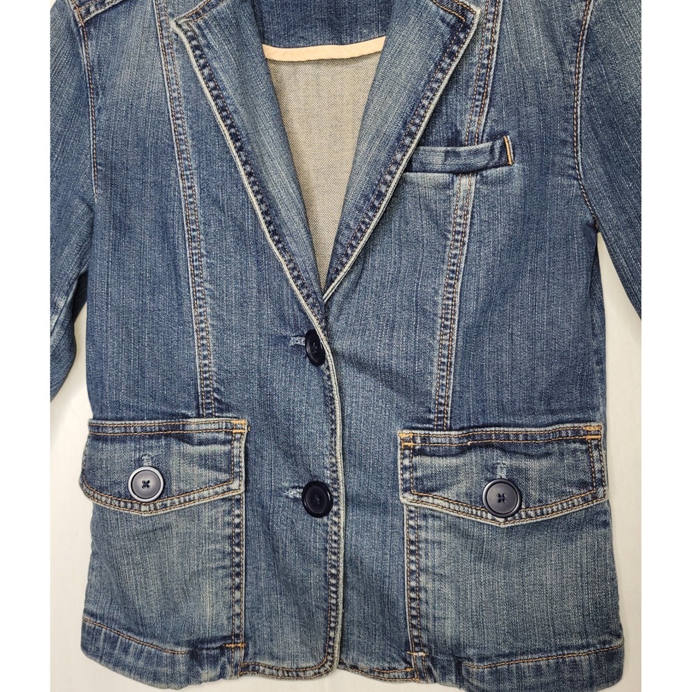 Vintage Gap Fitted Denim Jean Jacket Medium Wash Y2K - Picture 3 of 6
